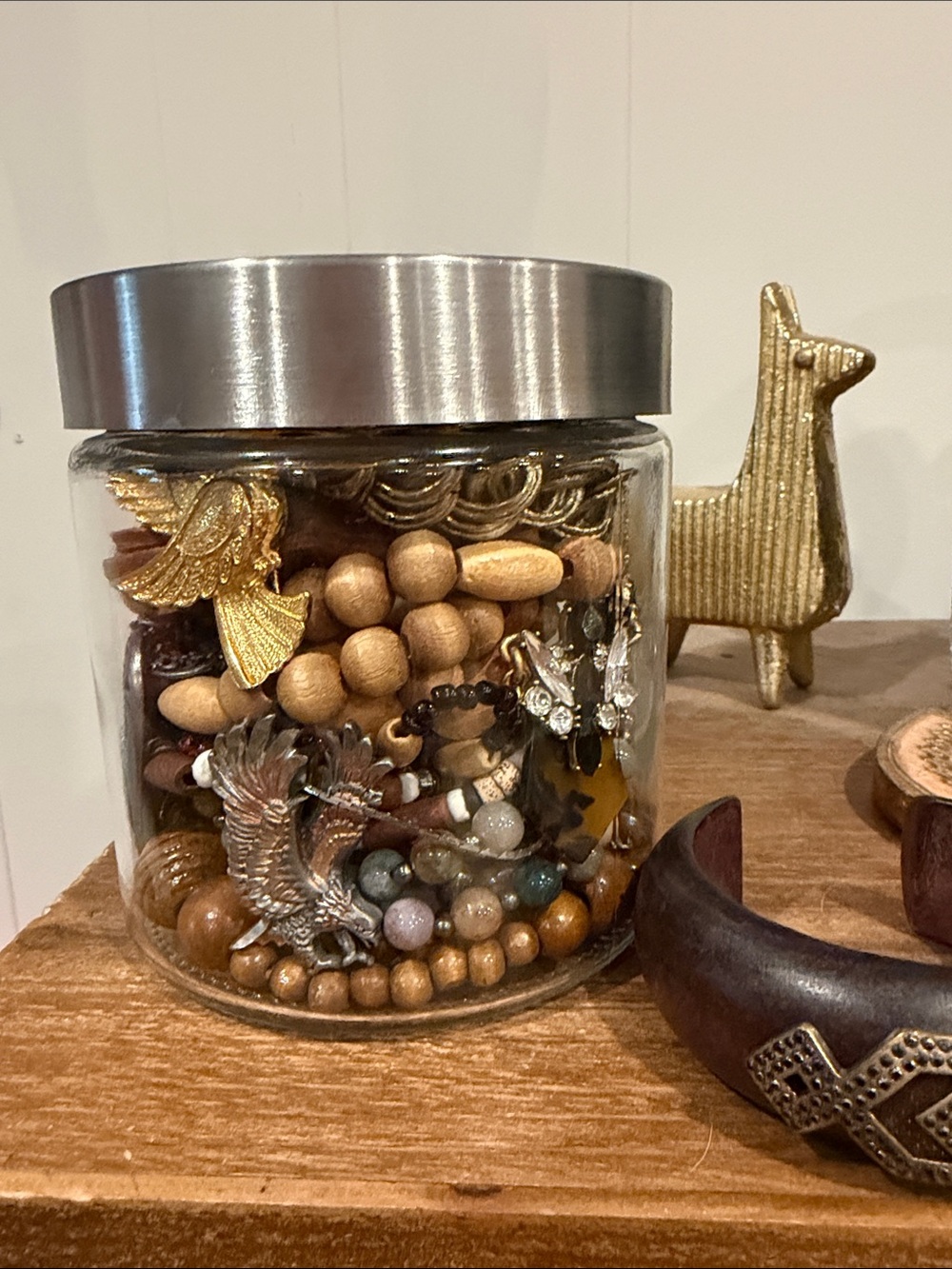 Glass Storage Jar with Silver Lid - Neutral Decorative Accents